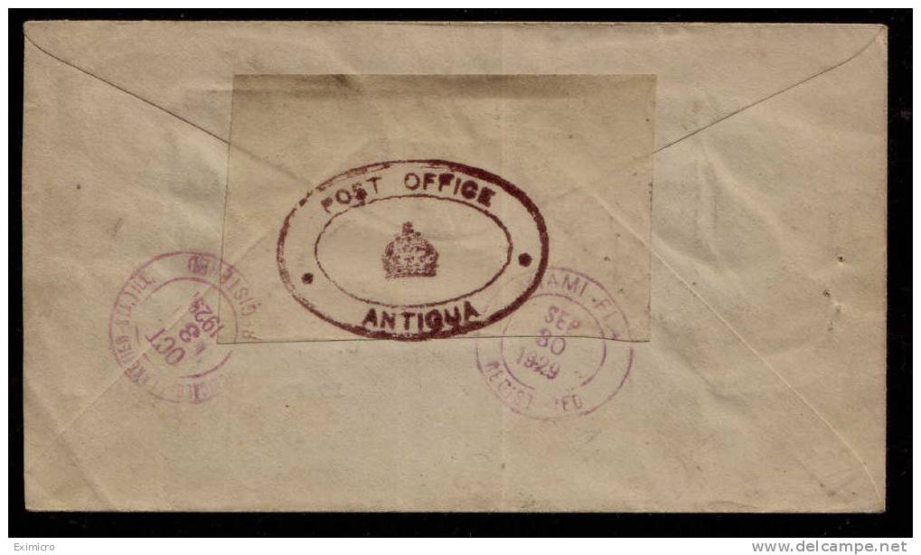 ANTIGUA 1929 HIGH VALUE COVER ANTIGUA TO CHICAGO BEARING 3s And 3d - 1858-1960 Colonia Británica