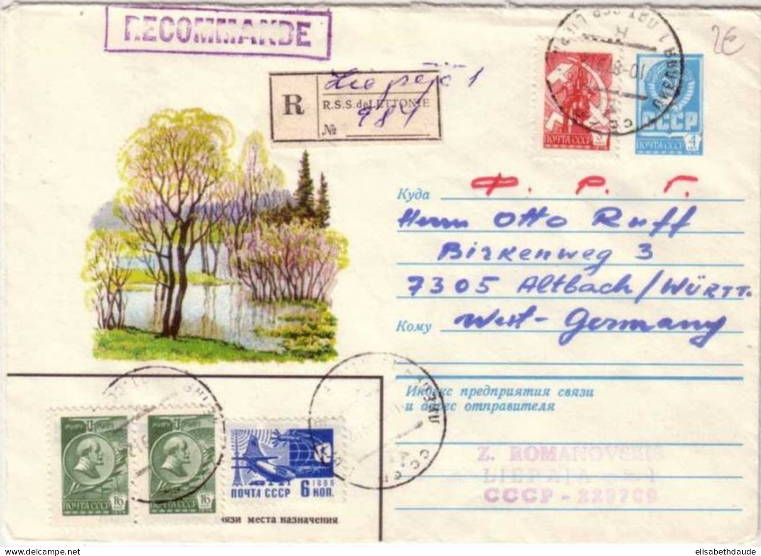 LETTONIE - PERIODE URSS 1979 - ENTIER POSTAL RECOMMANDE Du RSS De LETTONIE Pour L'ALLEMAGNE - Lettland