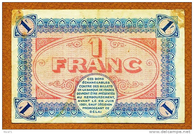 1 Francs "Chambre Du Commerce De CHALON SUR SAÔNE" SUP - Chambre De Commerce