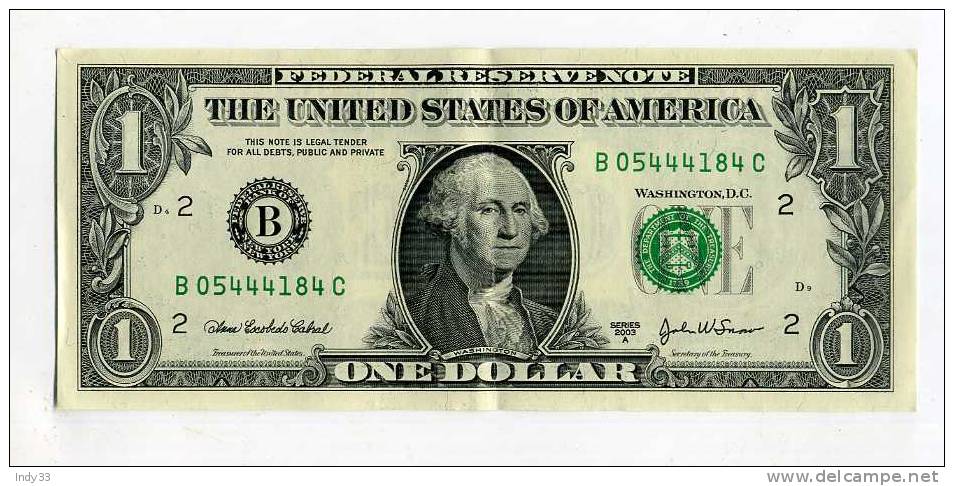 - ETATS-UNIS . 1 $  2003 . BILLET USAGE . PLIS - Federal Reserve Notes (1928-...)