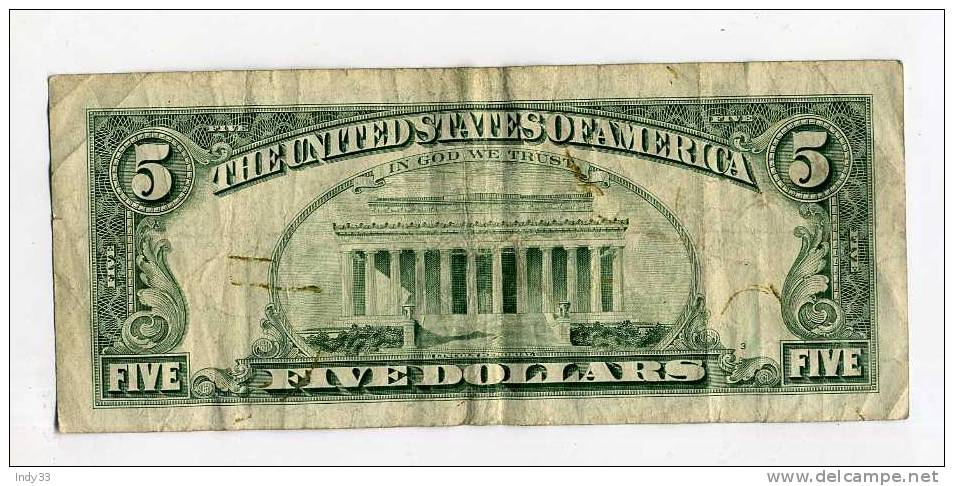 - ETATS-UNIS . 5 $  1995 . BILLET USAGE . PLIS - Federal Reserve Notes (1928-...)