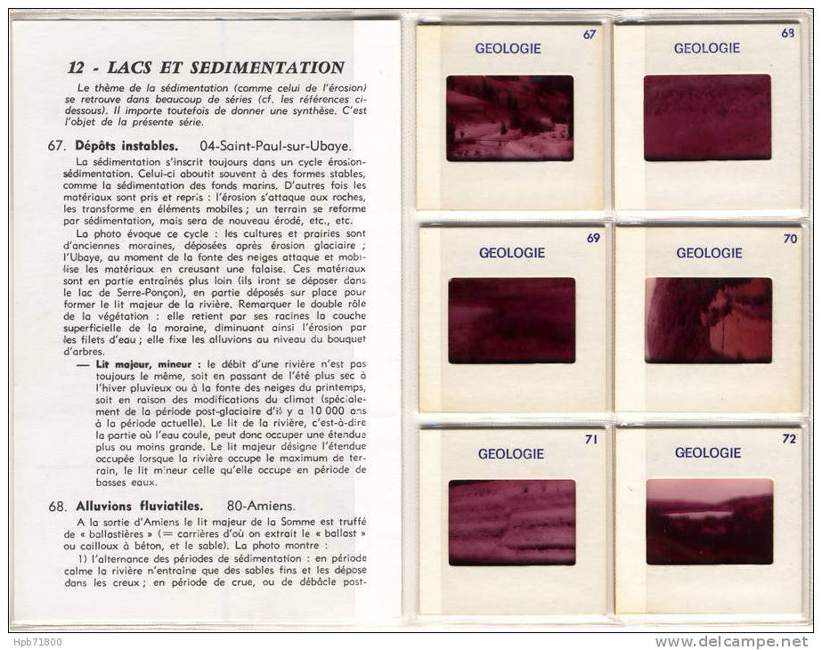 Géologie - Lacs Et Sédimentation - Série Complète De 6 Diapositives Avec Notice Explicative - Lesekarten