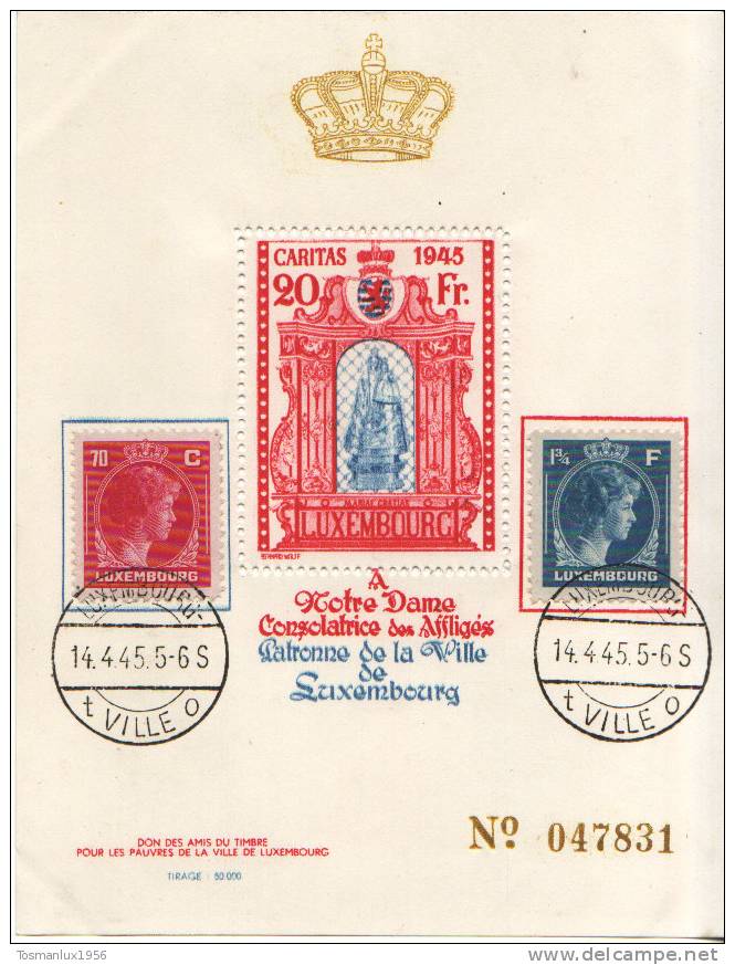 CARTE COMM.EN FEUILLET TTBE. AVEC N. ( 047831 ) NOTRE DAME.....PATRONNE DE LA VILLE DE LUXEMBG. - Cartes Commémoratives