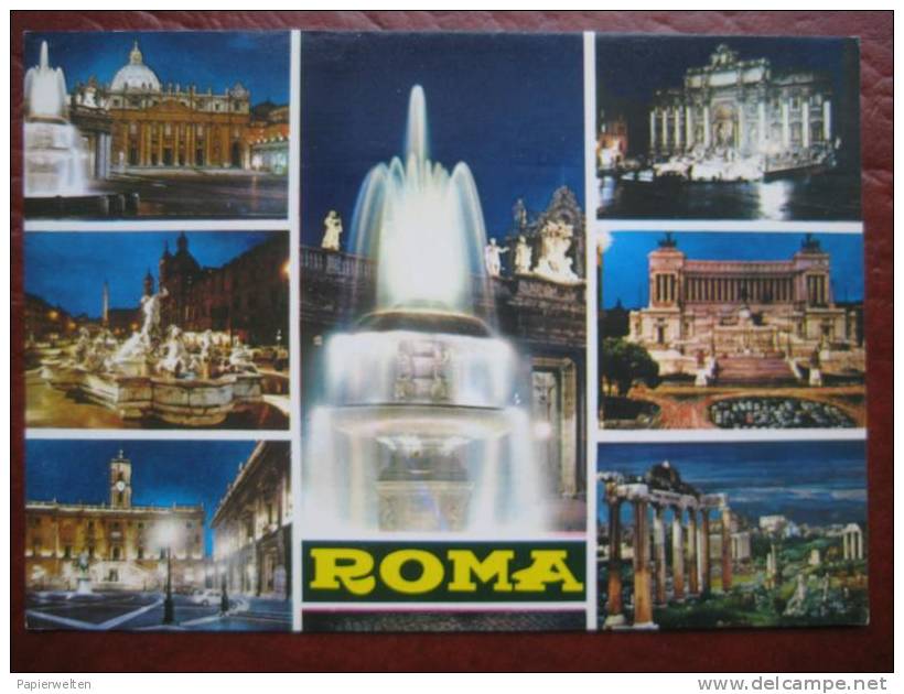 Roma - Mehrbildkarte Notturno - Mehransichten, Panoramakarten