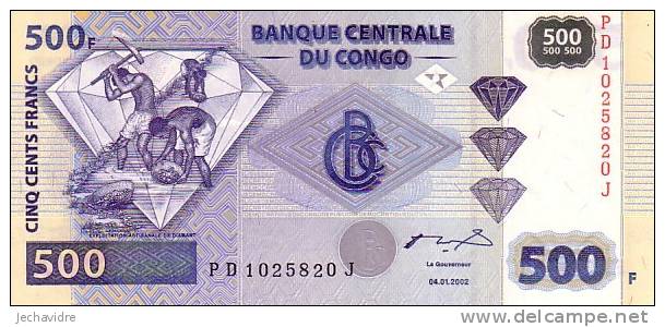 CONGO  500 Francs  Emission De 2002     ***** BILLET  NEUF ***** - Non Classificati