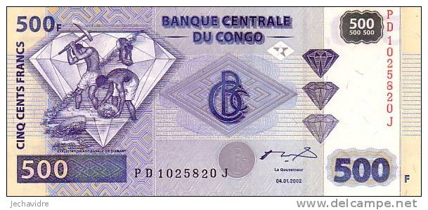 CONGO  500 Francs  Emission De 2002     ***** BILLET  NEUF ***** - Ohne Zuordnung