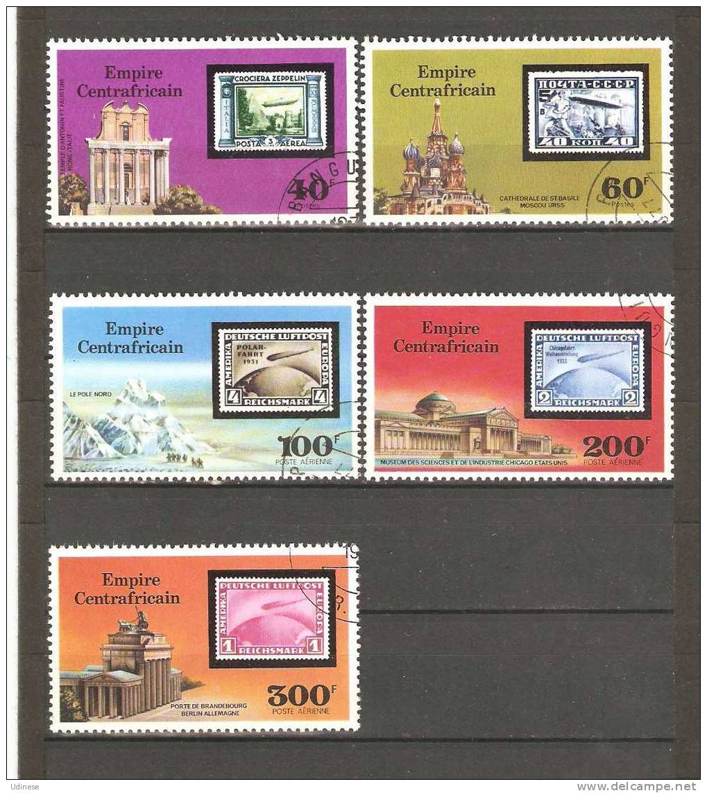 CENTRAL AFRICA EMPIRE 1977 - ZEPPELINS - CPL. SET - USED OBLITERE GESTEMPELT USADO - Zeppelins