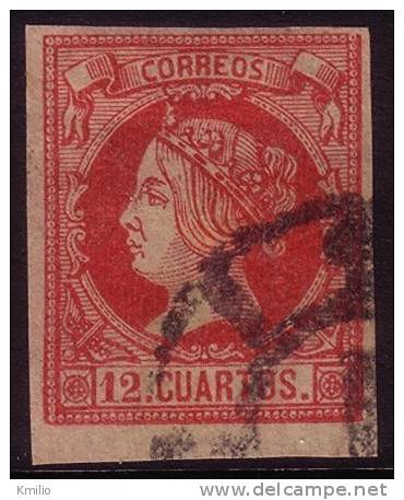Edifil 53 Usado 12 Cuartos Carmin De 1860 Catalogo 16,5 Eur - Used Stamps