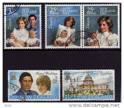 Diana Princesse De Galles.  5 T-p Obliteres De Nouvelle-Zelande - Used Stamps