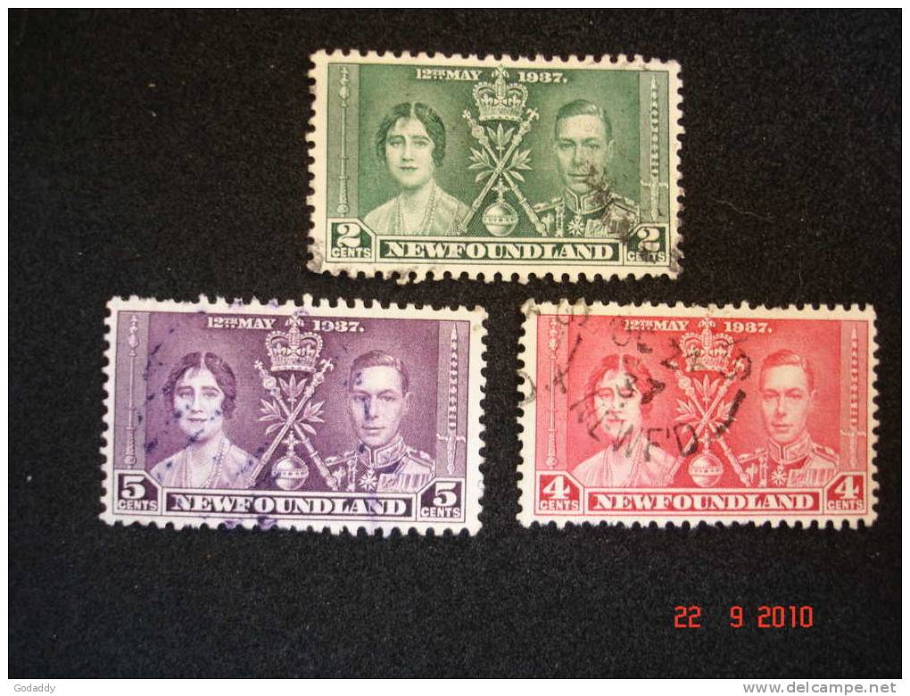 Newfoundland 1937 K.George VI SG254-SG256 Coronation 3 Values 2c, 4c, 5c   Used - 1908-1947
