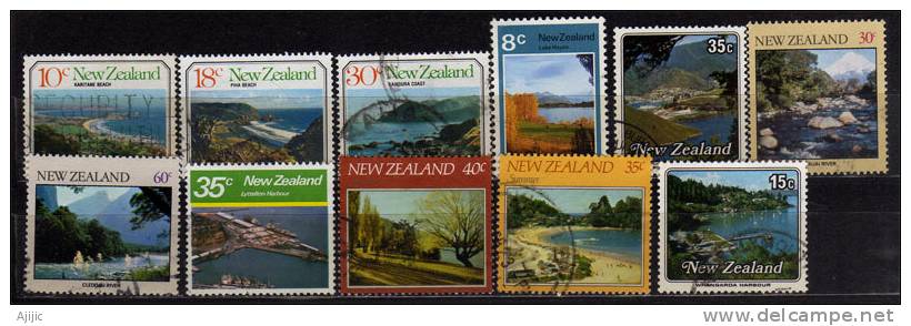 Beaux Paysages De Nouvelle-Zélande. 11 T-p  Differents.  Cote  10.35 € - Oblitérés