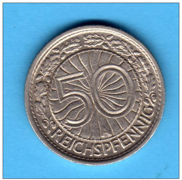 Deutsches Reich / Weimar    50 Reichspfennig 1928 A    ALEMANIA GERMANY DEUTSCHLAND KM49 J324 - 50 Rentenpfennig & 50 Reichspfennig