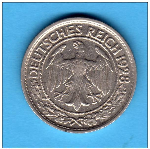 Deutsches Reich / Weimar    50 Reichspfennig 1928 A    ALEMANIA GERMANY DEUTSCHLAND KM49 J324 - 50 Rentenpfennig & 50 Reichspfennig