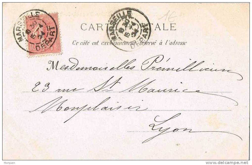 Postal MARSEILLE (Boches Du Rhone) Depart 1904. Notre Dame De La Garde - 1903-60 Semeuse Lignée