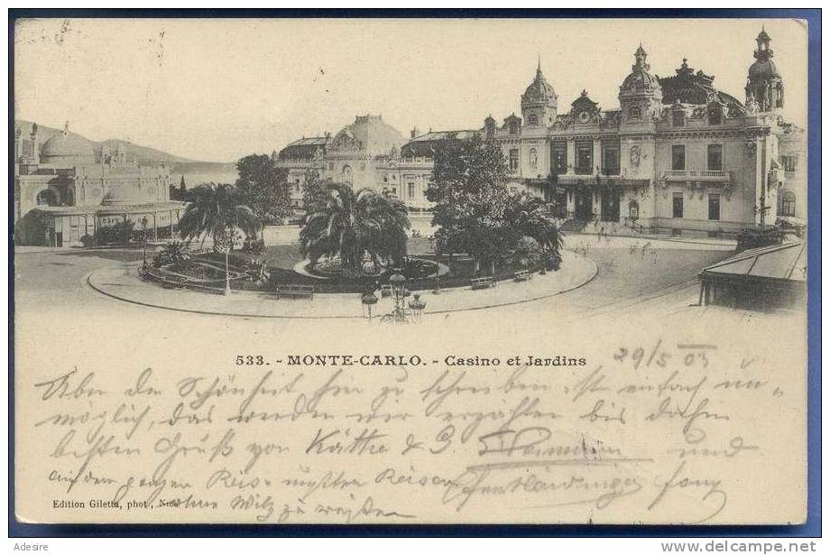 MONTE CARLO, Casino El Jardins, Gelaufen Um 1903, Verlag: Giletta Nice, Sehr Gute Erhaltung - Sonstige & Ohne Zuordnung