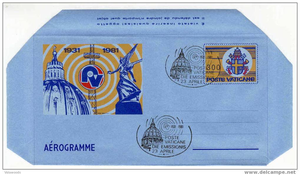 Vaticano - Aerogramma Radio Vaticana - Postal Stationeries
