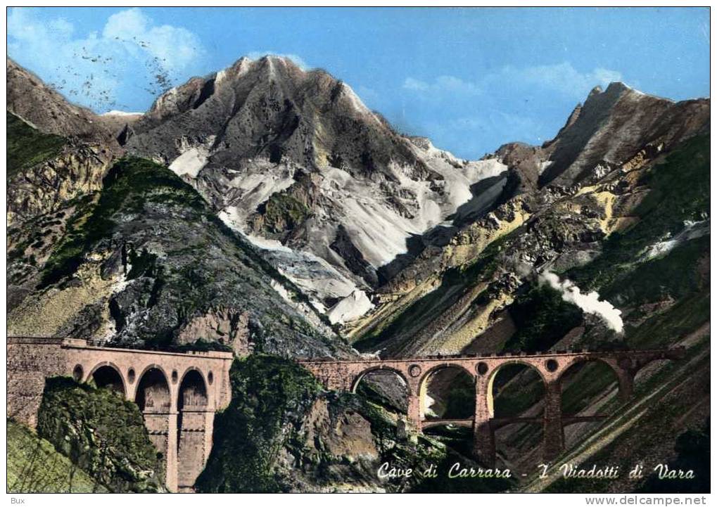 CAVE DI CARRARA  VIADOTTO TRENO   TOSCANA VIAGGIATA  COME DA FOTO ACQUERELLATA - Massa