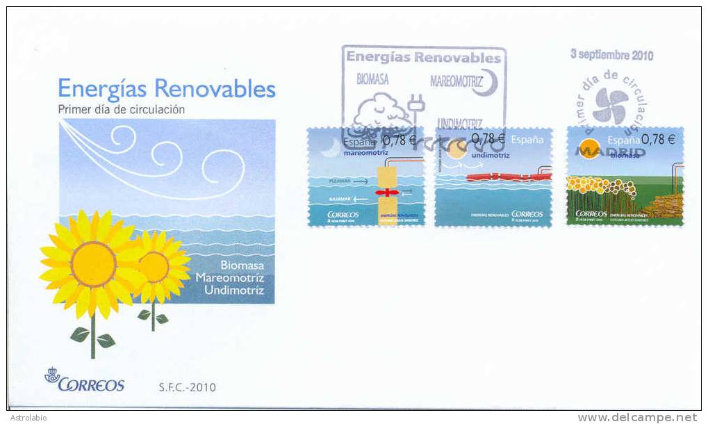 Espagne 2010 FDC " Energías Renovables, Biomasa, Mareomotríz, Undimotríz " Nouveaute - Otros & Sin Clasificación