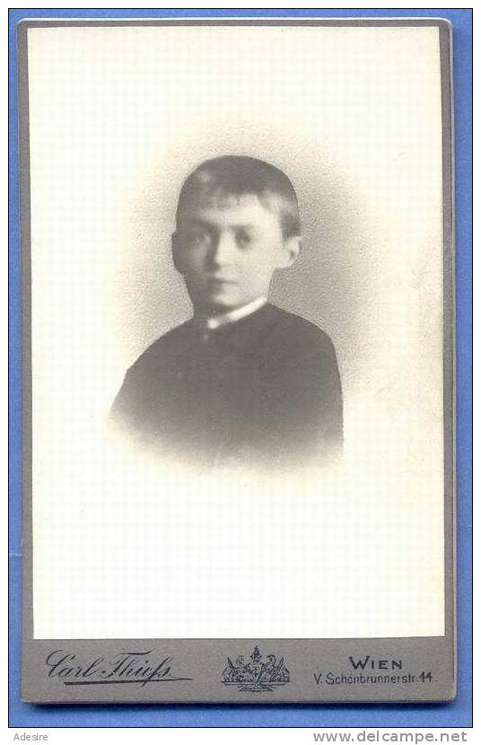 Kleiner Bub, Foto Auf Karton Um 1900, Atelier "C.Thiefs" In Wien, Fotoformat Ca. 10,5 X 6,5 Cm, Gute Erhaltung - Alte (vor 1900)