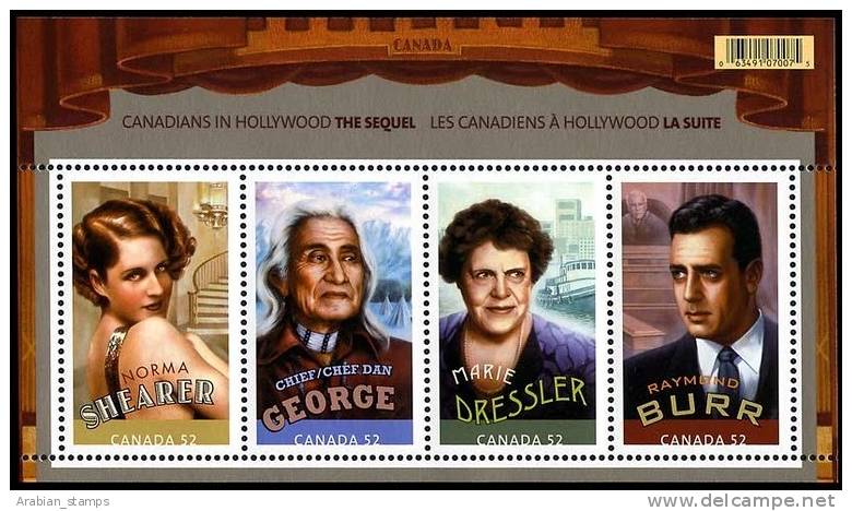 Canada (Canadiens A Hollywood / Canadians In Hollywood) ** Feuillet SS Cinema THE SEQUEL Raymond Burr  Marie Dressler - Kino