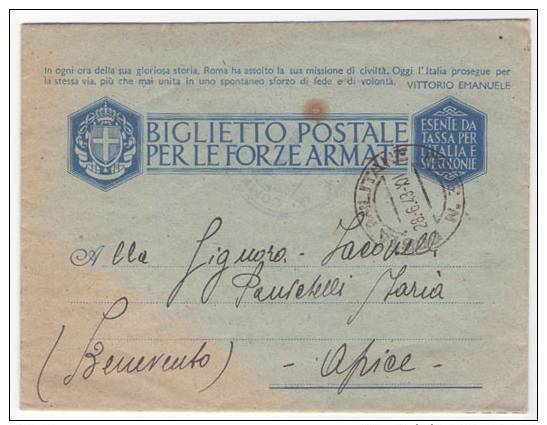 MILITARE 1943 BIGLIETTO FRANCHIGIA 28.6.43 DA P.M. 3200 MITTENTE INDICA PM 50 OTTIMA QUALITÀ E LEMBO INTEGRO (DC1786) - Posta Militare (PM)