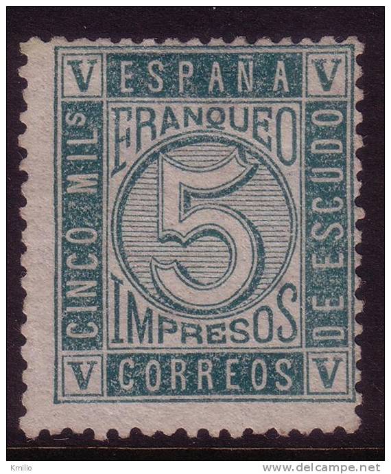 Edifil 93(*) 5 Milesimas Verde De 1867 En Nuevo. Catalogo 52 Eur - Postfris – Scharnier