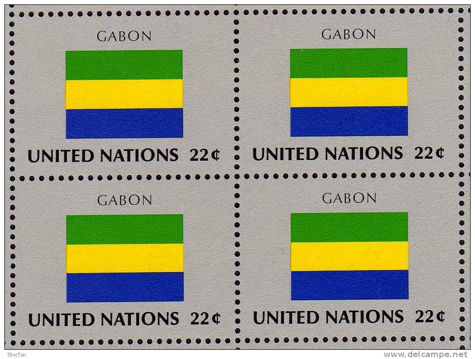 Flaggen VIII 1987 Gabun UNO New York 529+ 4-Block + Kleinbogen ** 16€ ARGENTINA, CONGO, NIGER, SAINT LUCIA - Briefmarken