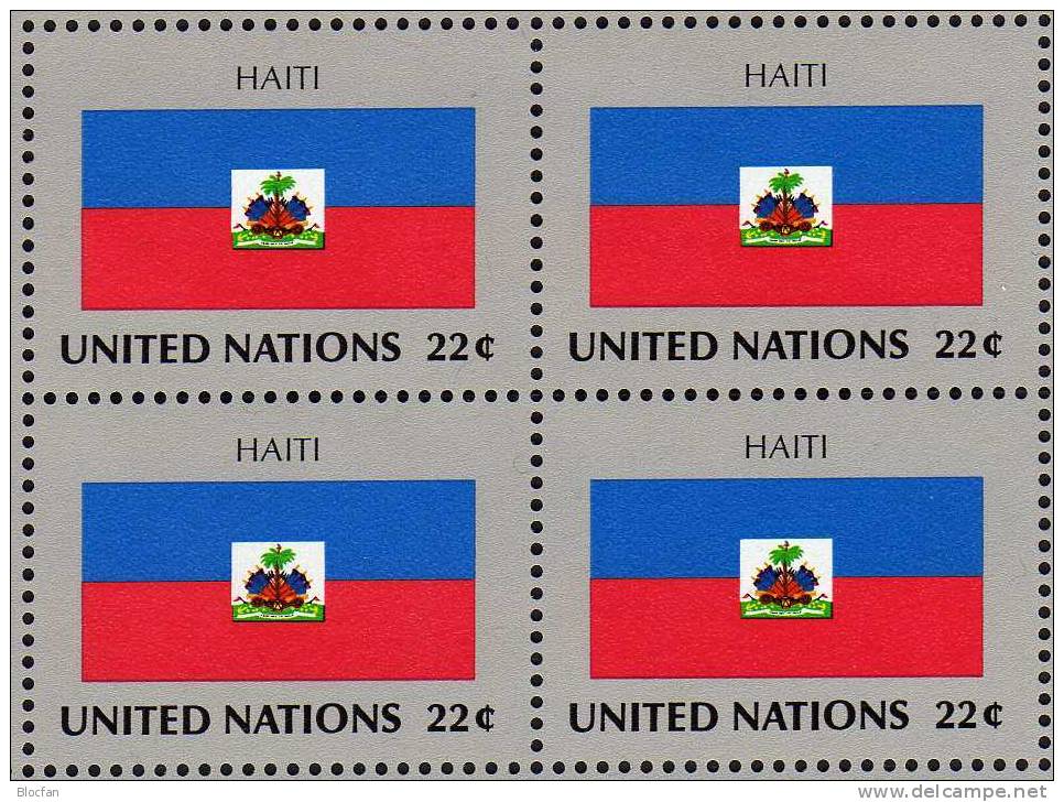 Flaggen VIII 1987 Haiti UNO New York 537+ 4-Block + Kleinbogen ** 16€ BAHRAIN, HAITI, GREECE, AFGHANISTAN - Briefmarken