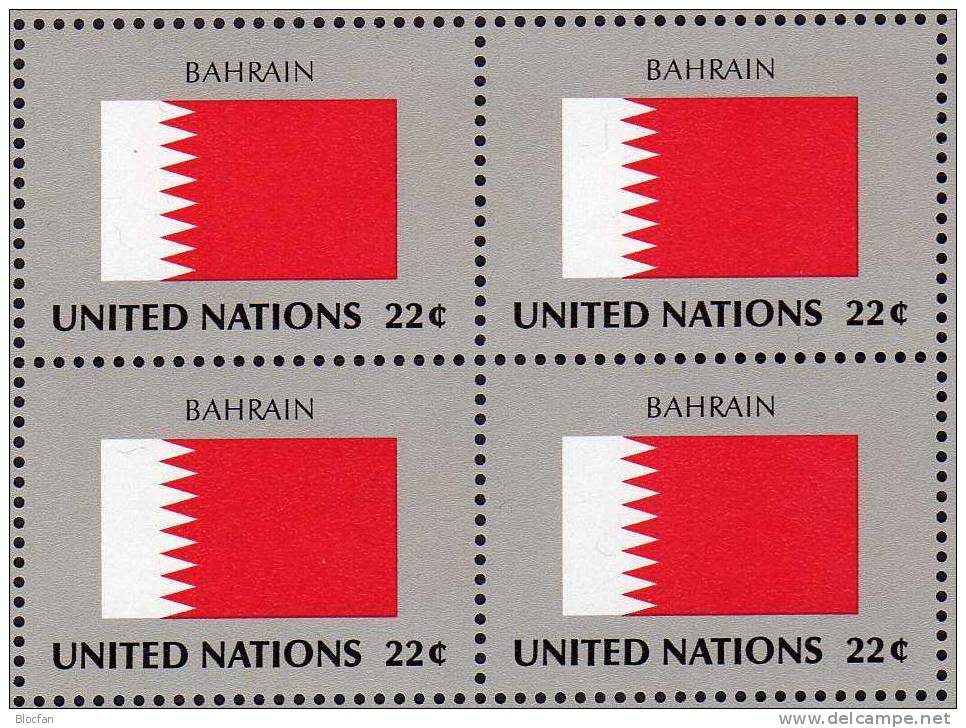 Flaggen VIII 1987 Bahrain UNO New York 536+ 4-Block + Kleinbogen ** 16€ BAHRAIN, HAITI, GREECE, AFGHANISTAN - Briefmarken