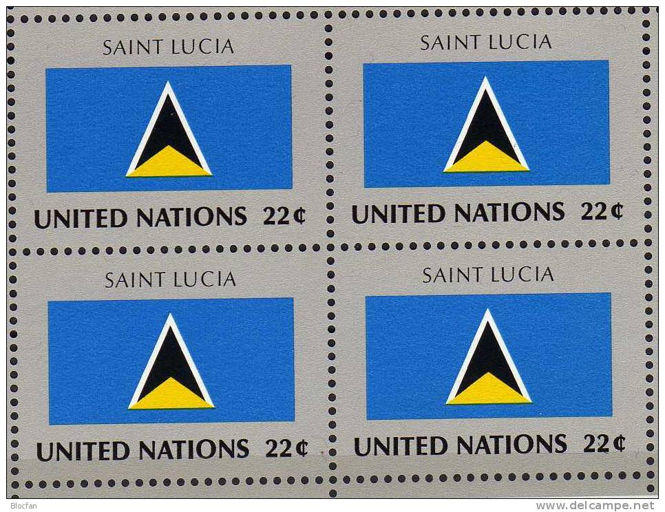 Flaggen VIII 1987 St. Lucia UNO New York 535+ 4-Block + Kleinbogen ** 16€ ARGENTINA, NIGER, CONGO, SAINT LUCIA - Postzegels