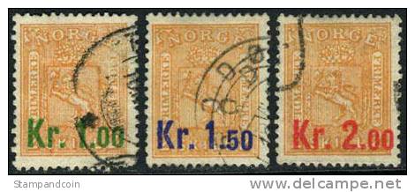 Norway #59-61 XF Used Surcharged Set From 1905 - Used Stamps