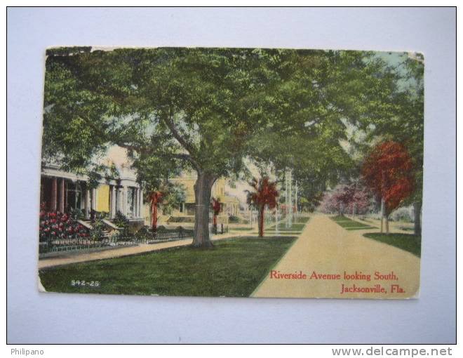 Jacksonville  FL    Riverside Avenue Looking South  1911 Cancel - Jacksonville