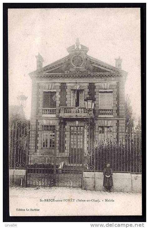 CPA  ANCIENNE- FRANCE- SAINT-BRICE-SOUS-FORET (95)- LA MAIRIE EN GROS PLAN- ANIMATION - Saint-Brice-sous-Forêt