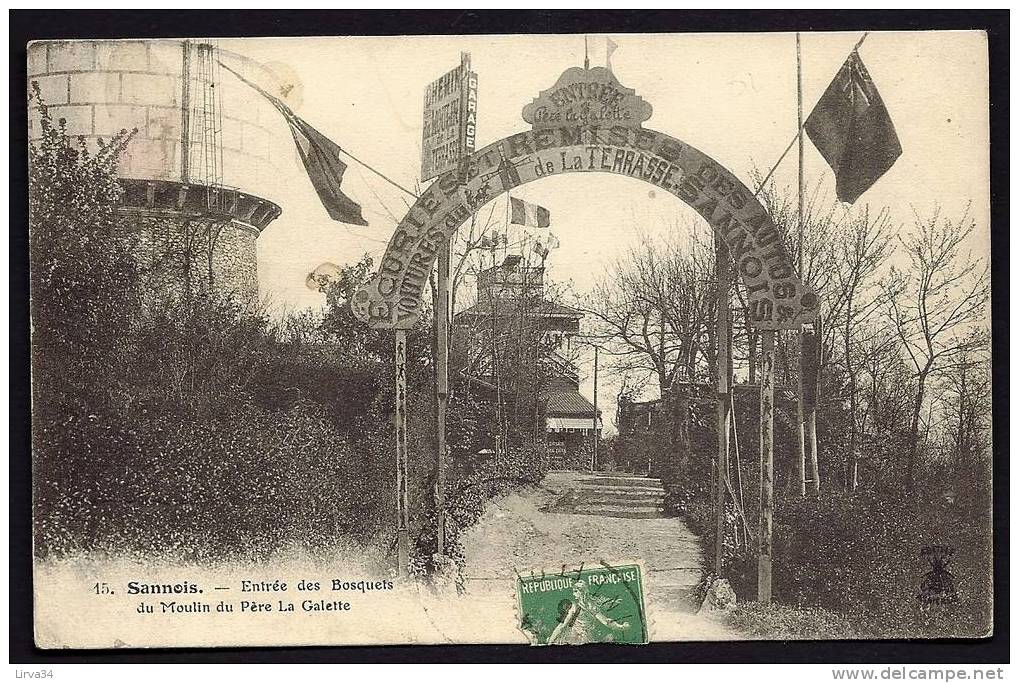 CPA  ANCIENNE- FRANCE- SANNOIS (95)- ENTREE DES BOSQUETS- MOULIN PERE DE LA GALETTE- CHATEAU D'EAU A GAUCHE- - Sannois