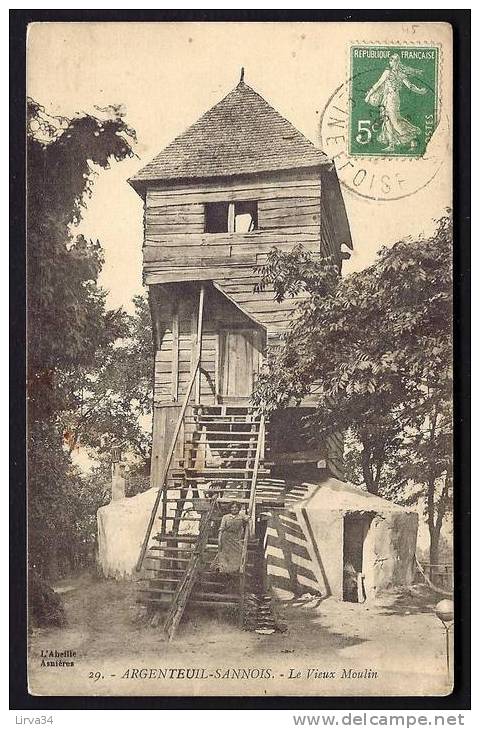 CPA  ANCIENNE- FRANCE- SANNOIS (95)- LE VIEUX MOULIN A VENT- EN GROS PLAN- ANIMATION - Sannois