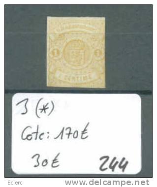 LUXEMBOURG  No Michel 3 (*) ( Neuf Sans Gomme )   2 Marges Touchées.     Cote: 170 € - 1859-1880 Stemmi