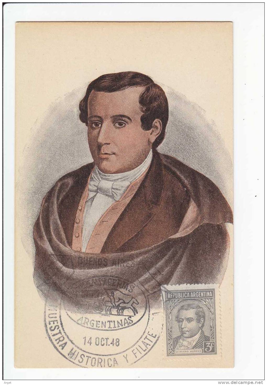 Carte-Maximum ARGENTINE N°Yvert 463 (Mariano Moreno)  Obl Ill 14.10.48  (Portrait) - Briefe U. Dokumente