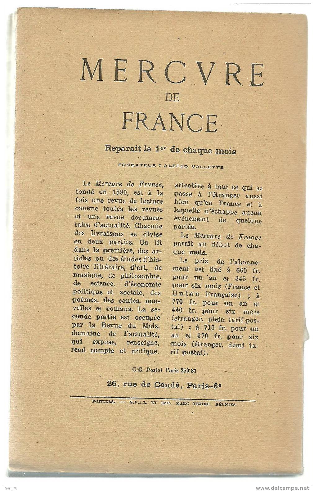 Albert SAMAIN : Aux Flancs Du Vase Suivi De Polyphème Et De Poèmes Inachevés - MERCURE De FRANCE 1947 - Autores Franceses