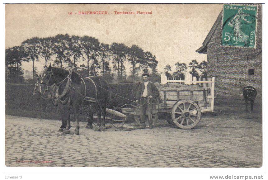 Carte Postale Ancienne Hazebrouck - Tombereau Flamand - Attelage, Chevaux - Hazebrouck