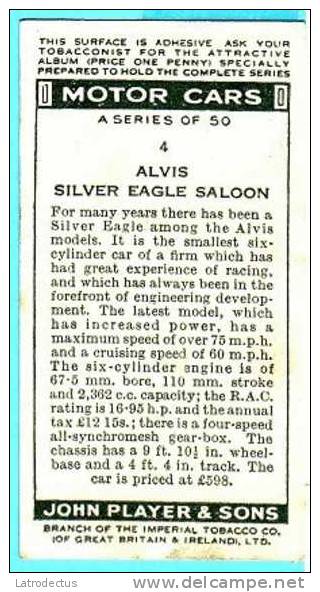 John Player - 1936 - Motor Cars - 4 - Alvis Silver Eagle Saloon - Autres Marques