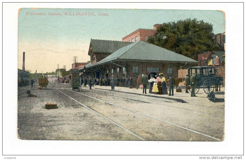 OLD FOREIGN 4849 - USA - WILLIMANTIC STATION, WILLIMANTIC CONN CT TRAIN STATION, REMOVED TEXT ON BACK! - Otros & Sin Clasificación