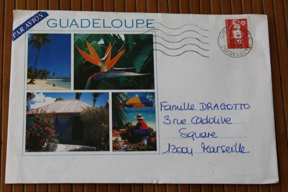 Illustrée  LETTRE COVER De LE GOSIER à LA GUADELOUPE  Oblitération Méca   1995 PAR AVION SUPERBE - Storia Postale