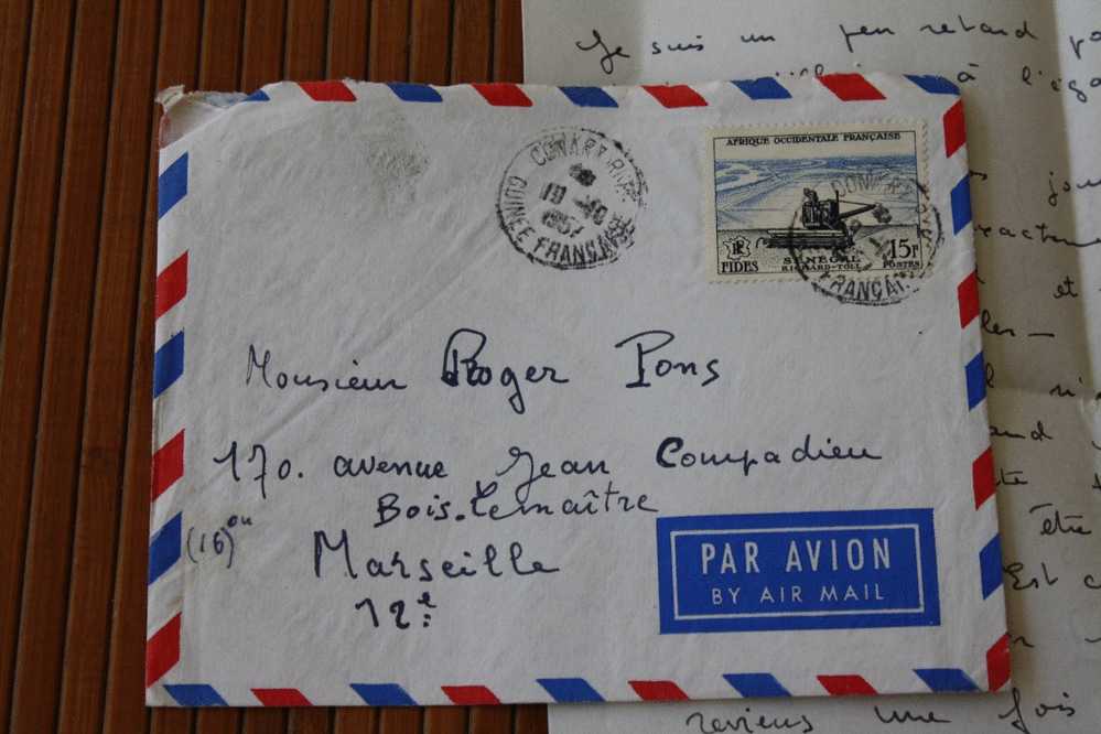 LETTRE COVER CONAKRY GUINEE AOF AFRIQUE OCCIDENTALE FRANCAISE + COURRIER Oblitération Manuelle Timbre FIDES15 PAR AVION - Otros & Sin Clasificación