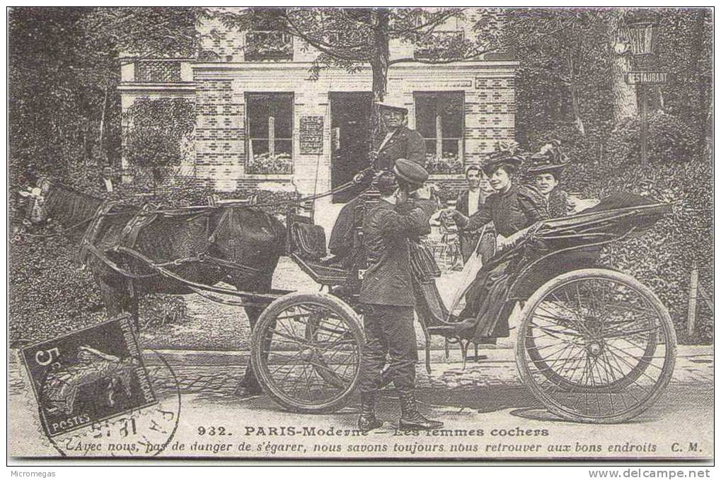 Paris Moderne - Les Femmes Cochers - Avec Nous, Pas De Danger De S'égarer... - Transport Urbain En Surface