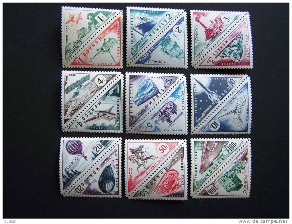 MONACO -- ANNEE 1953 -- TIMBRES TAXE 39A/55 SERIE COMPLETE 18 VALEURS EN PAIRE QUELQUES ROUSSEURS SUR CERTAINS TIMBRES - Taxe