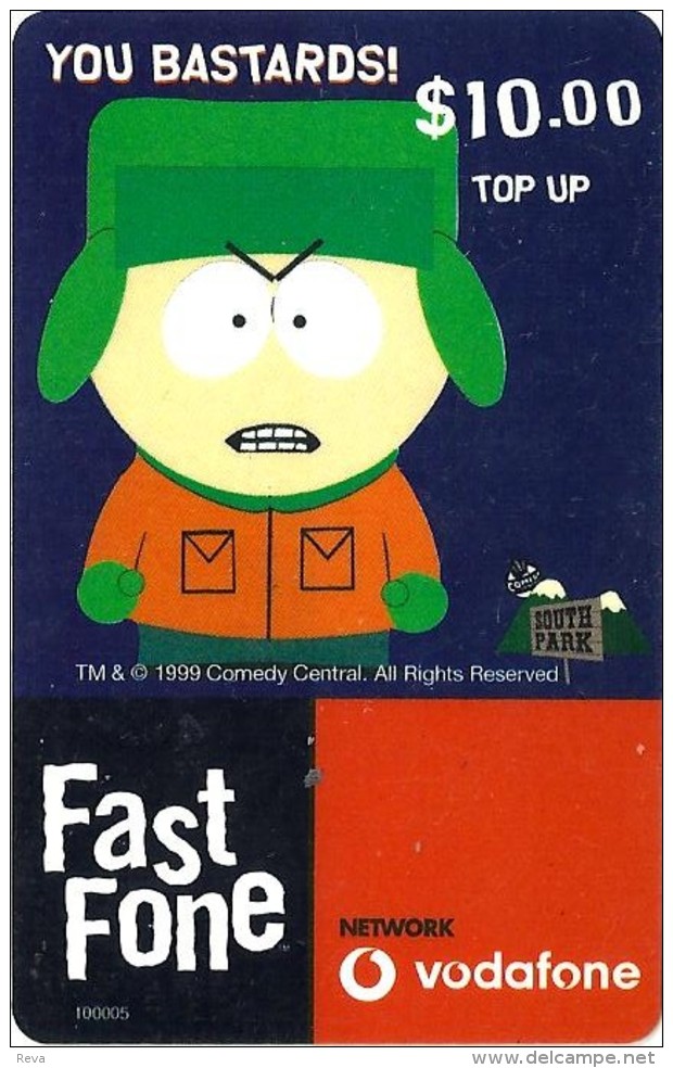 AUSTRALIA $10 VODAFONE GSM MOBILE SOUTH PARK 1 MAN IN GREEN HAT CARTOON MOVIE  READ DESCRIPTION !! - Australia