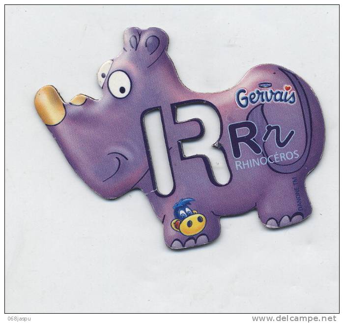 Magnet Publicitaire Gervais Lettre R Comme Rhinocéros - Magnets