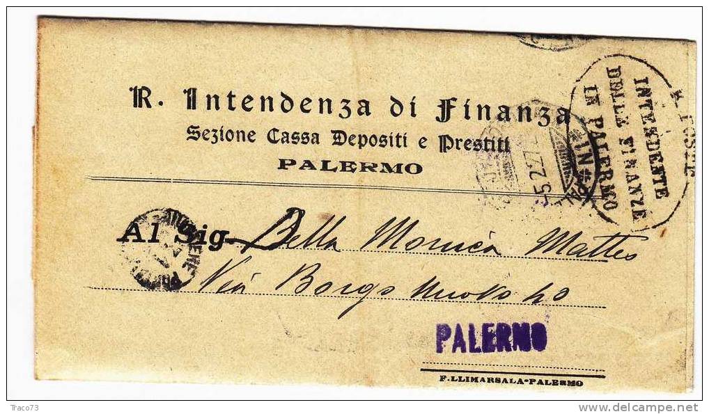 Franchigia / Palermo -Città  - Regia Intendenza Di Finanza  - 05.02.1927 - Franchise