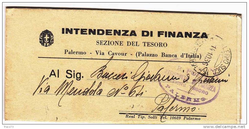 Franchigia / Palermo -Città  - Intendenza Di Finanza  - 14.10.1936 - Franchise