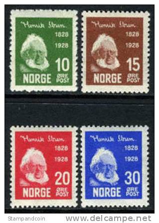 Norway #132-35 Mint Hinged Ibsen Set From 1928 - Ongebruikt